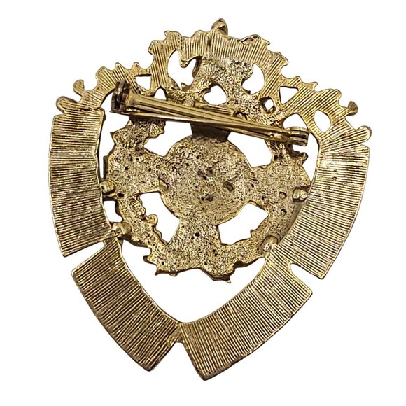 VTG Brooch Pin Masonic Lodge Do Cen' D Co-Mus Gold Tone Crest Cross Shield - Picture 8 of 14